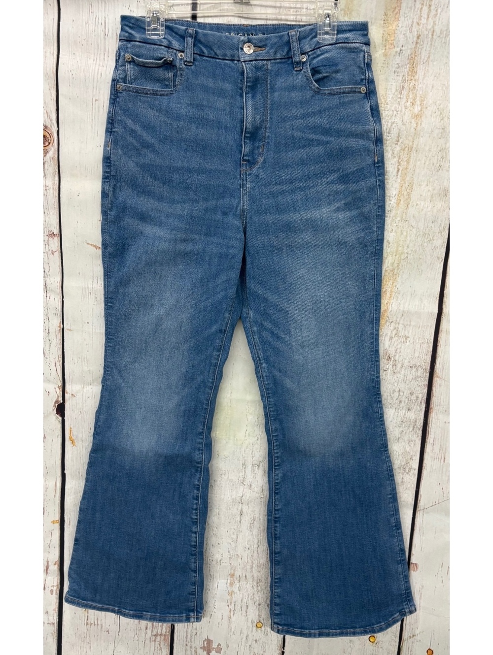 American Eagle Women’s Curvy Super Hi-Rise Flare Medium Indigo Jeans Size 12 Reg